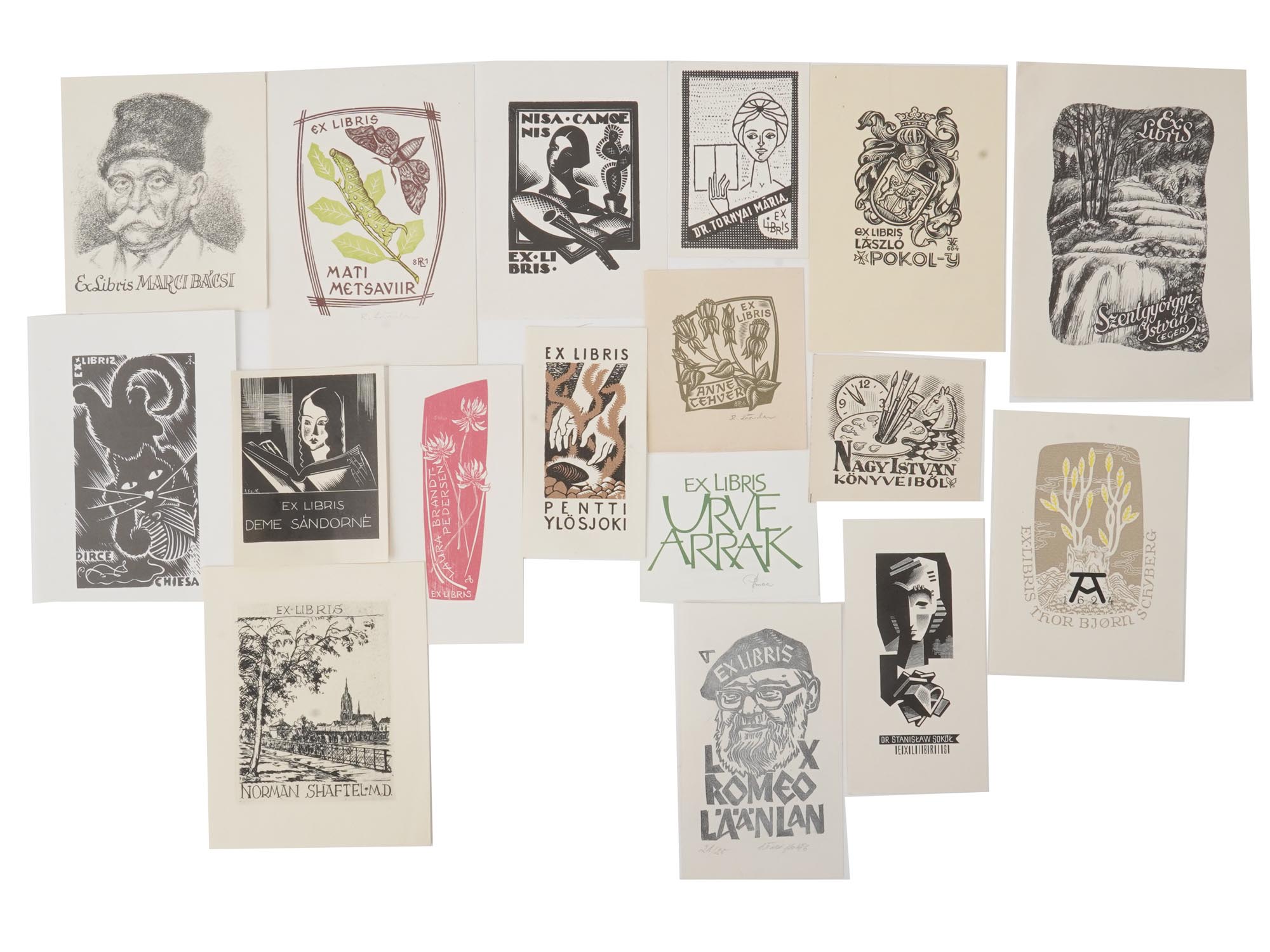 COLLECTION OF MID CENTURY RELIEF EX LIBRIS PRINTS PIC-2
